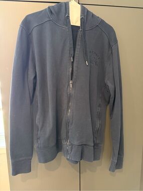 Lacoste Navy Blue Washed Look Zip-Up Hoodie Sweater